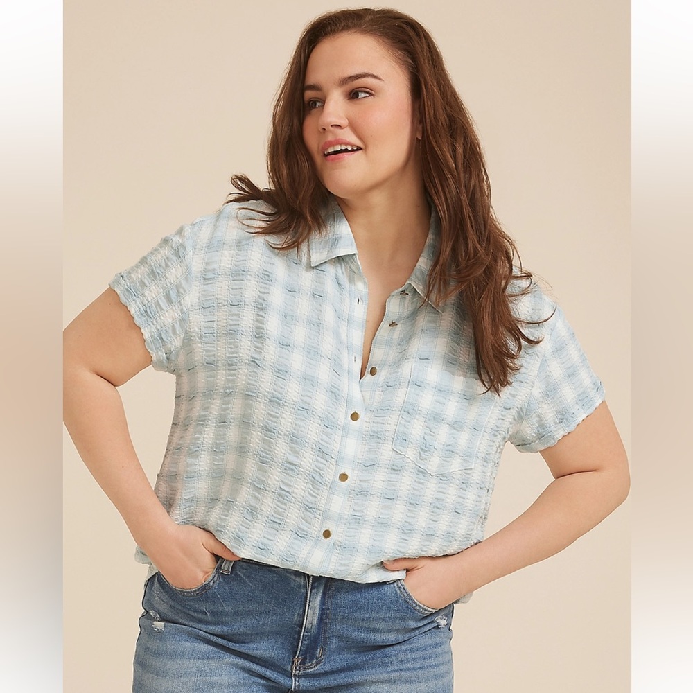 Maurice’s‎ Pucker Plaid Button Down Shirt NWT Size M